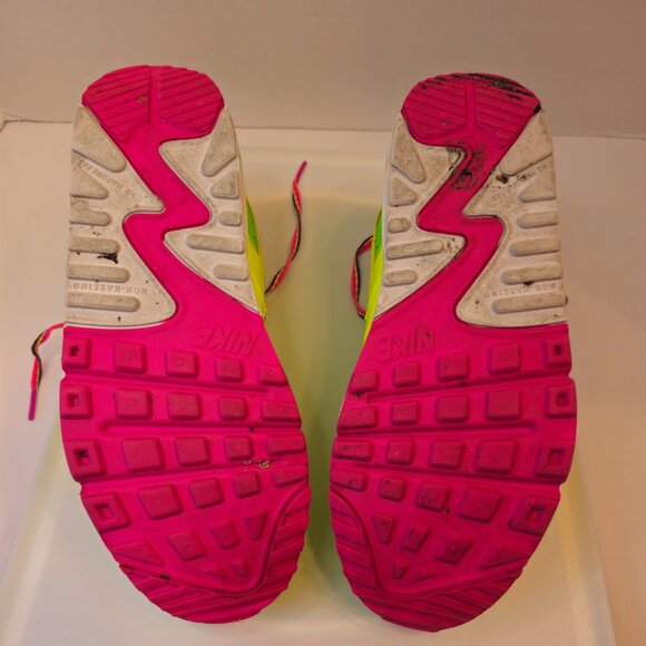 Nike Air Max 90 Leather GS Youth Size 5 Yellow Green Athletic Shoes CW5795-700 - Picture 8 of 9